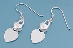Silver Italian Earrings - Padlock & Heart