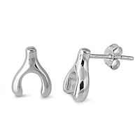 Silver Stud Earrings - Wishbone