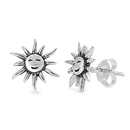 Silver Stud Earrings - Sun