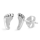 Silver Stud Earrings - Feet