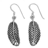 Silver Earrings - Feather