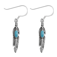 Silver Stud Earrings - Feathers