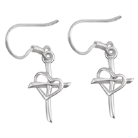 Silver Stud Earrings - Heart and Cross