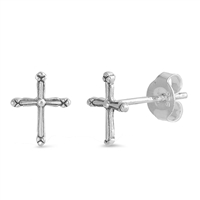 Silver Stud Earrings - Cross