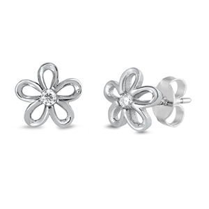 Silver Stud Earrings - Flower