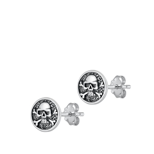 Silver Stud Earrings - Skull