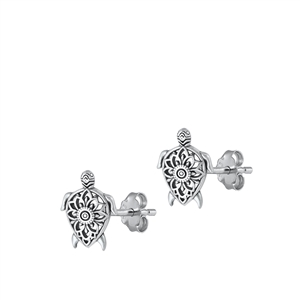 Silver Stud Earrings - Turtle