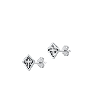 Silver Earrings - Cross