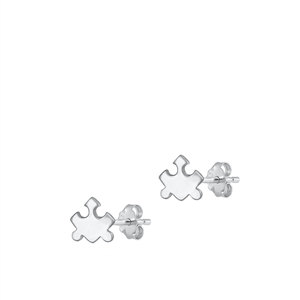 Silver Earrings - Puzzle Piece