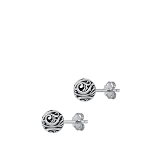 Silver Stud Earrings - Bali Style