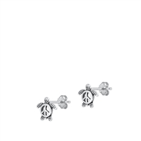 Silver Earrings - Turtle & Peace Sign