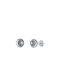 Silver Earrings - Moon & Star