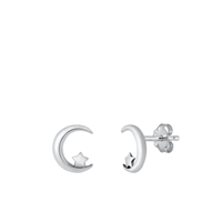 Silver Earring - Moon & Star