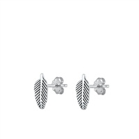 Silver Earrings - Feather