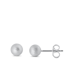 Silver Earring - Brushed Ball Studs