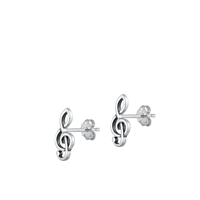 Silver Earrings - Music Note