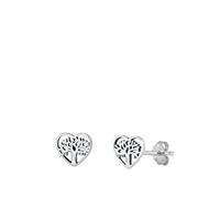 Silver Earrings - Tree of Life & Heart