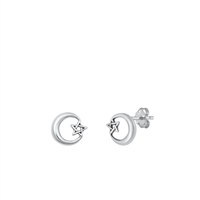 Silver Earrings - Star & Moon