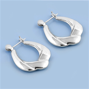 Silver Hollow Hoop Earrings