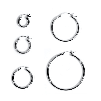 Silver Hoop Earrings - Snap Post - 3.0 mm