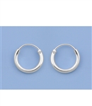 Silver Continuous Hoop Earrings - 1.5 x 10 mm