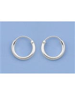 Silver Continuous Hoop Earrings - 1.5 x 12 mm