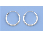 Silver Continuous Hoop Earrings - 1.5 x 14 mm