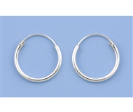 Silver Continuous Hoop Earrings - 1.5 x 16 mm