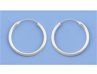 Silver Continuous Hoop Earrings - 1.5 x 18 mm