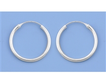 Silver Continuous Hoop Earrings - 1.5 x 20 mm