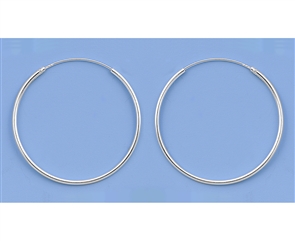 Silver Continuous Hoop Earrings - 1.5 x 30 mm