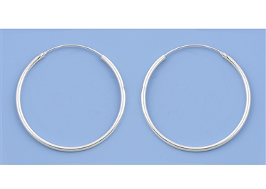 Silver Continuous Hoop Earrings - 1.5 x 45 mm