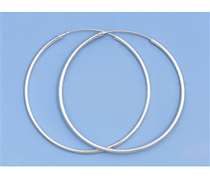 Silver Continuous Hoop Earrings - 1.5 x 50 mm