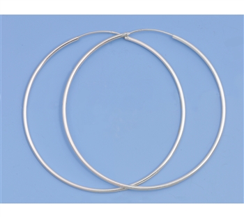 Silver Continuous Hoop Earrings - 1.5 x 65 mm