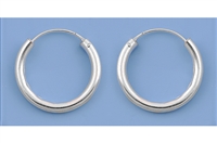 Silver Continuous Hoop Earrings - 2 x 18 mm