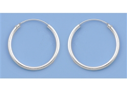 Silver Continuous Hoop Earrings - 2 x 25 mm