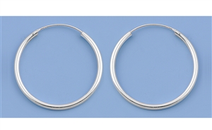 Silver Continuous Hoop Earrings - 2 x 30 mm