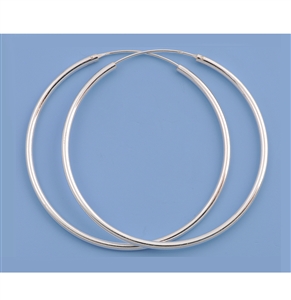 Silver Continuous Hoop Earrings - 2 x 55 mm