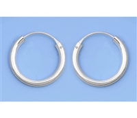 Silver Continuous Hoop Earrings - 2.5 x 20 mm