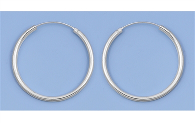 Silver Continuous Hoop Earrings - 2.5 x 40 mm