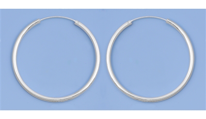 Silver Continuous Hoop Earrings - 2.5 x 45 mm