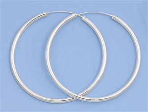 Silver Continuous Hoop Earrings - 2.5 x 50 mm