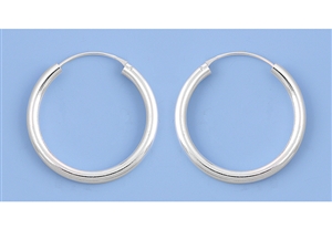 Silver Continuous Hoop Earrings - 3 X 30 mm