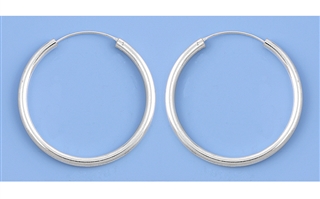 Silver Continuous Hoop Earrings - 3 x 35 mm