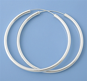 Silver Continuous Hoop Earrings - 3 X 55 mm