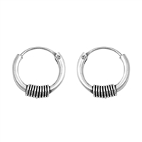 Silver Bali Hoop Earring