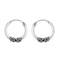 Silver Bali Hoop Earring