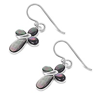 Silver Stone Earrings - Cross