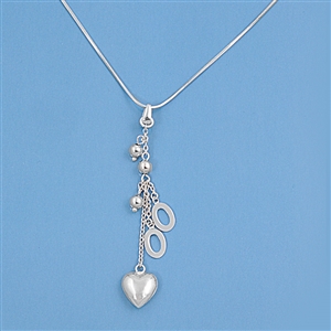 Silver CZ Necklace - Heart