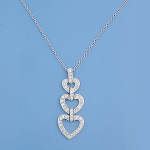 Silver CZ Necklace - Heart